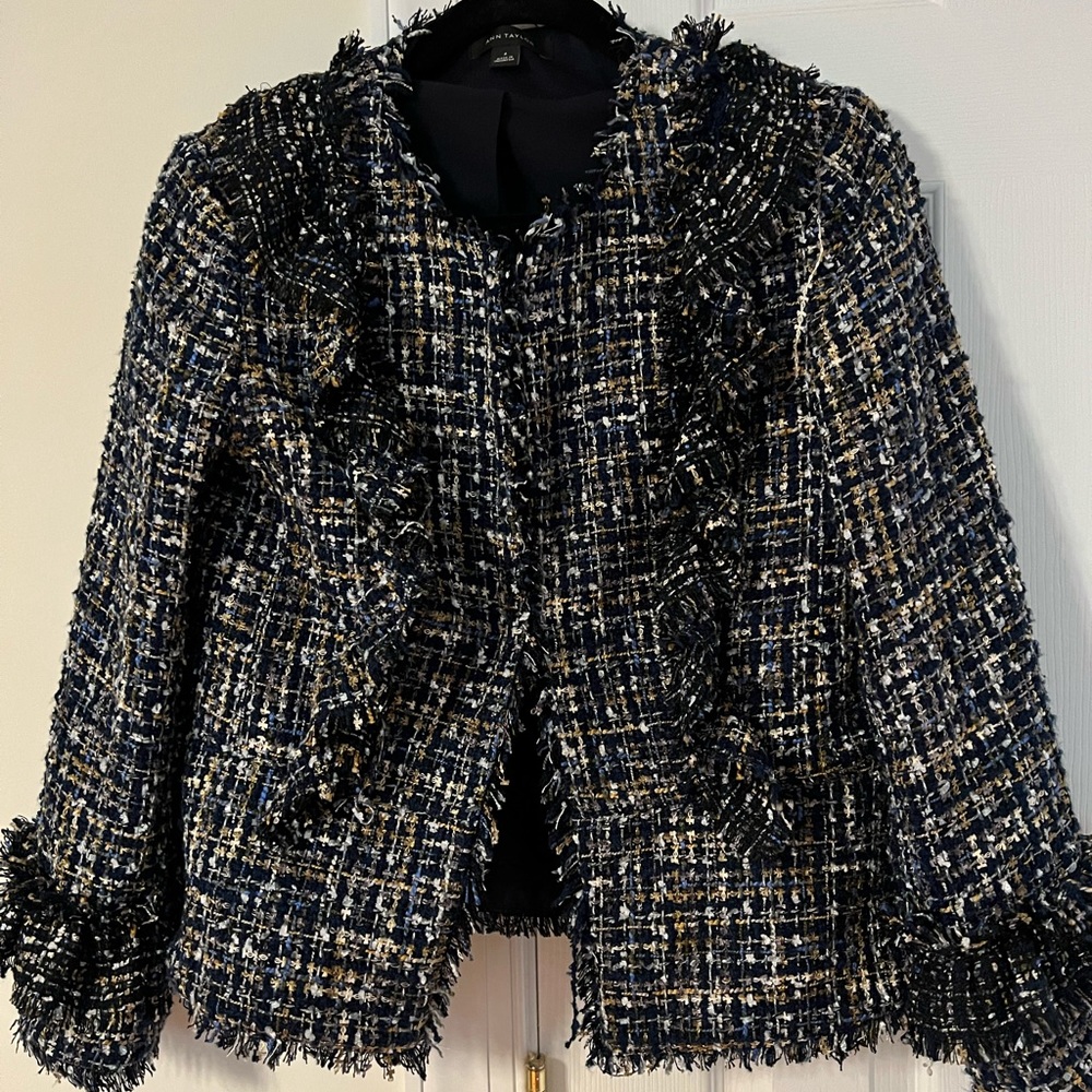 Ann Taylor tweed Jacket + Matching fur scarf